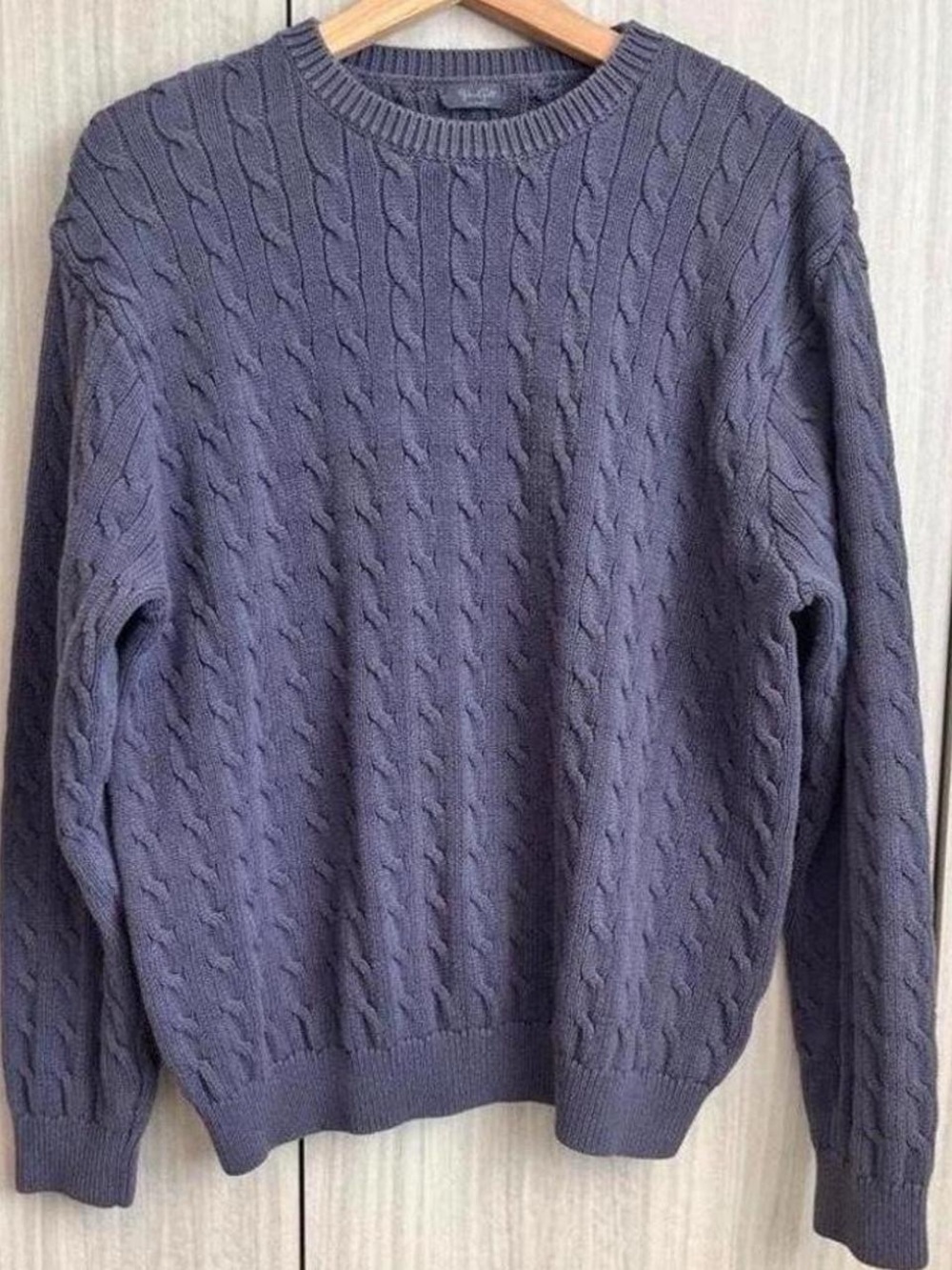 Brandy Melville Men's Cable Crewneck Sweater - Slate Blue